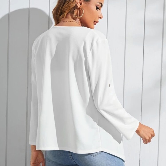 Waterfall open front blazer cardigan roll sleeve - Picture 10 of 16